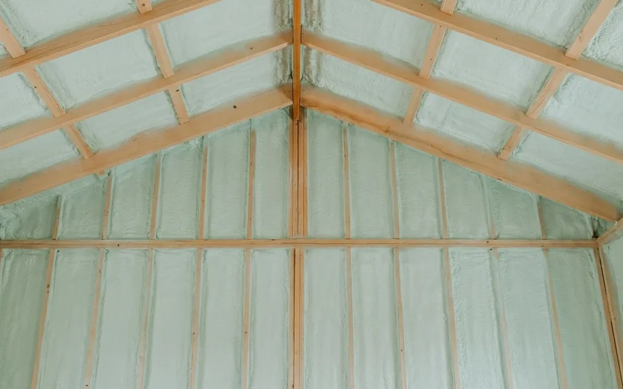 Completed spray foam insulation installation in a residential basement in North Bay Ontario